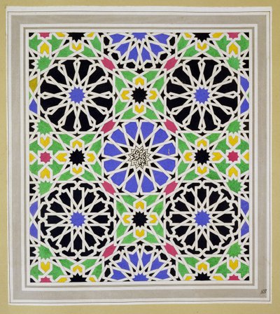 Mozaïekvloer in de kleedkamer van de Sultana, Alhambra, uit 